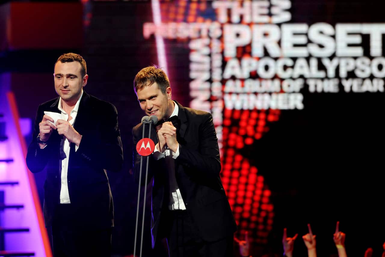 The Presets accept the Album of the Year award at the ARIA's in Sydney.