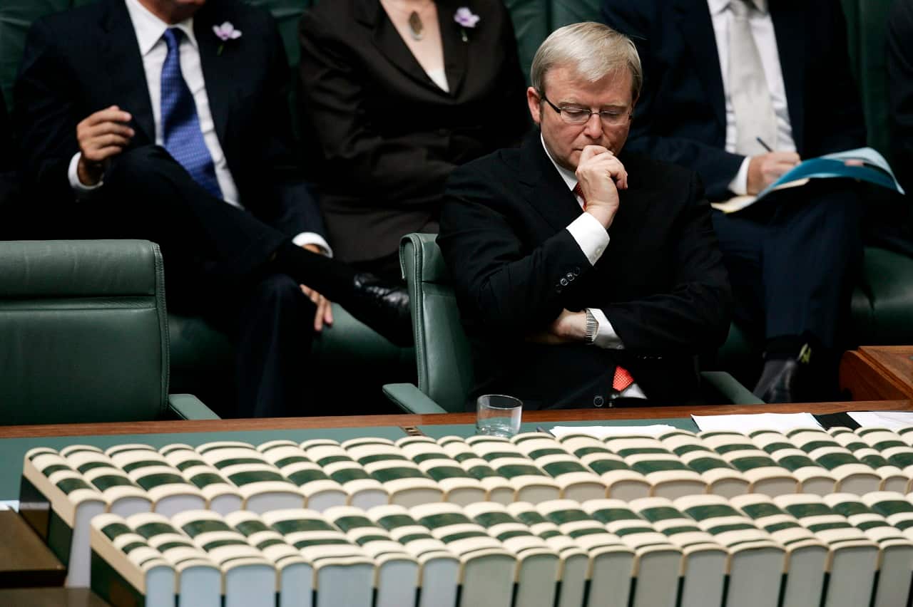 Former Prime Minister Kevin Rudd on February 13, 2008.