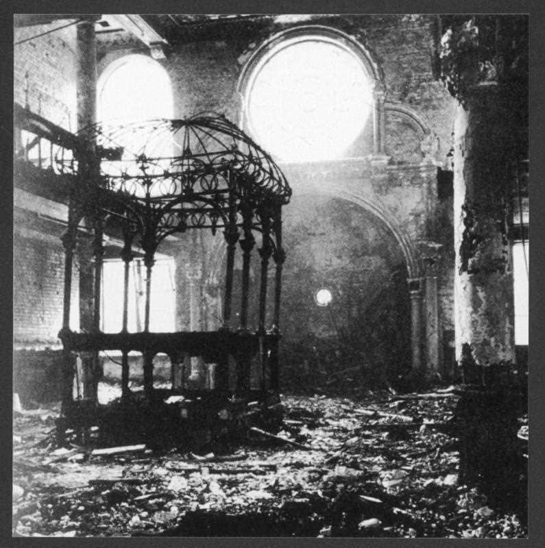 NIGHT OF THE BROKEN GLASS: A number of terror attacks were made on Jewish synagogues and stores. This photograph shows a devastated synagogue.