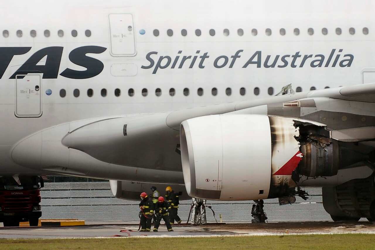The damaged engine of QF32