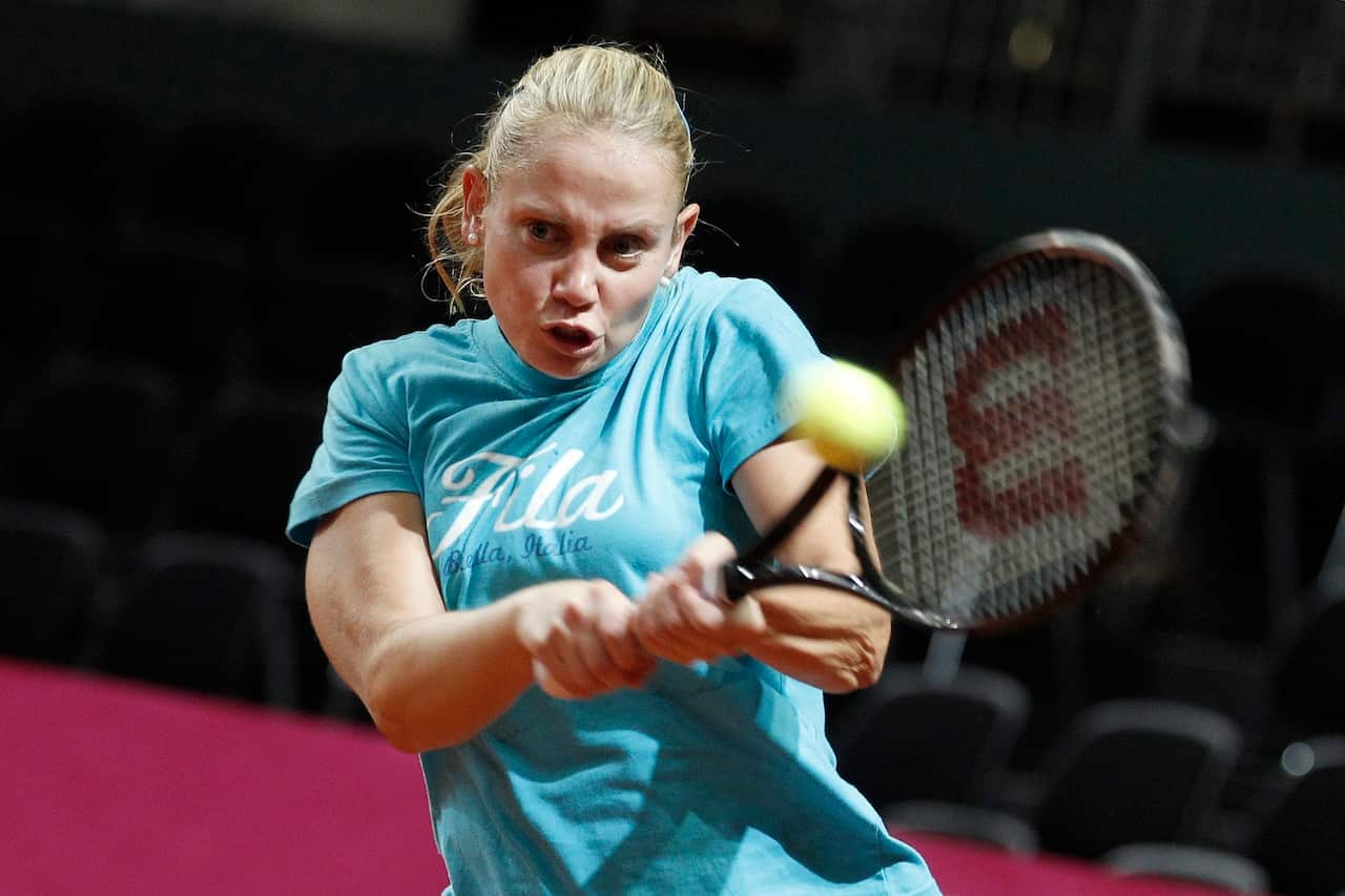(File Image) Jelena Dokic during a training session in Fribourg, Switzerland, in February 2012.