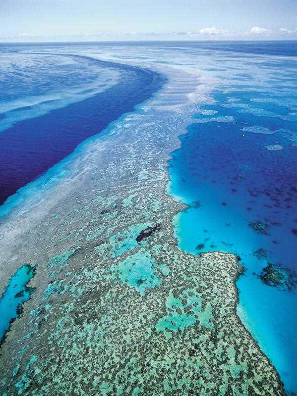 An aerial view of the Great Barrier Reef