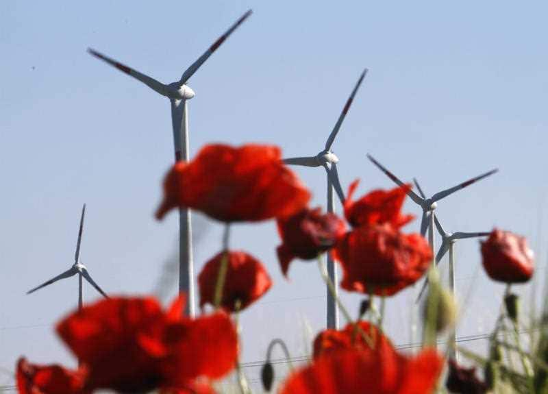 Windmills in Nauen-Berge near Berlin, Germany.