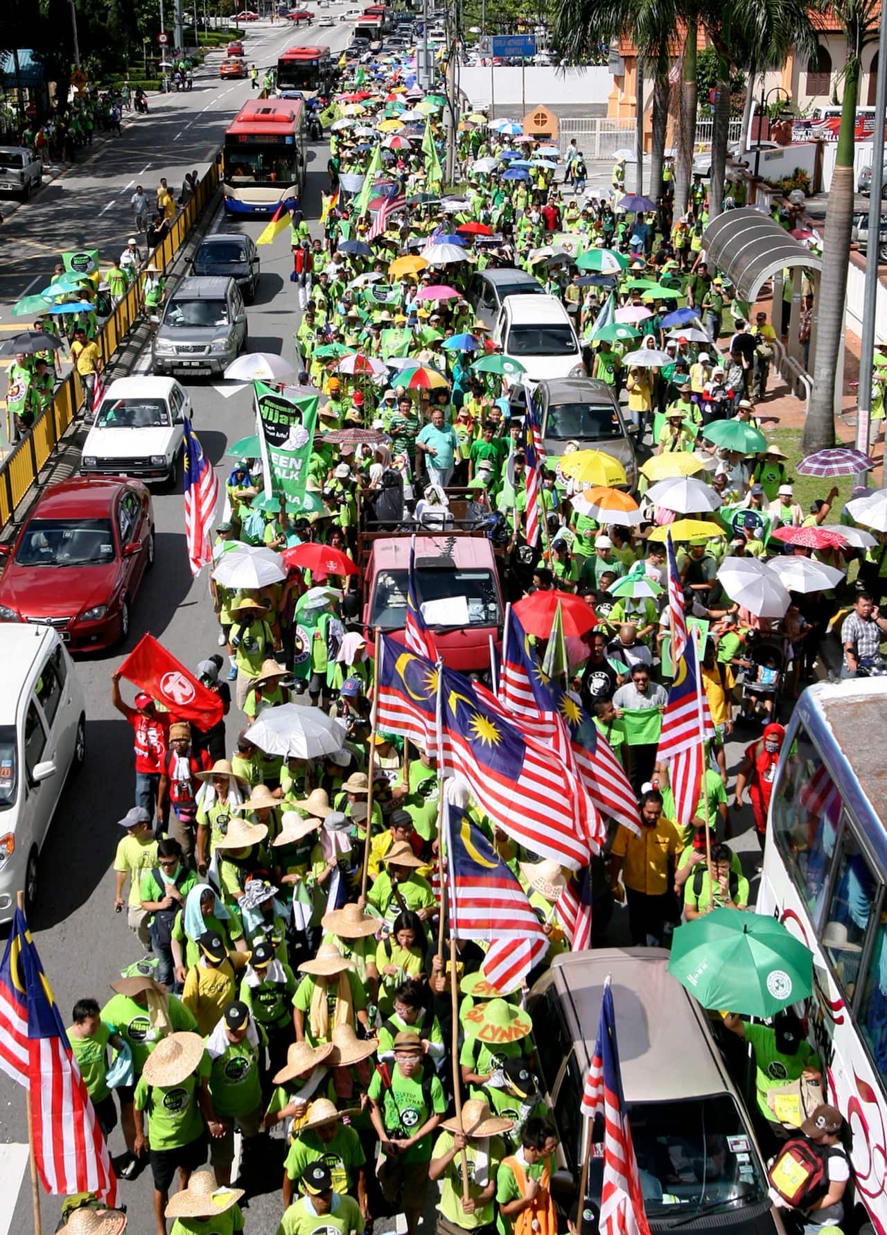 Protesters march to Merdeka Square in Kuala Lumpur, Malaysia in 2012. 