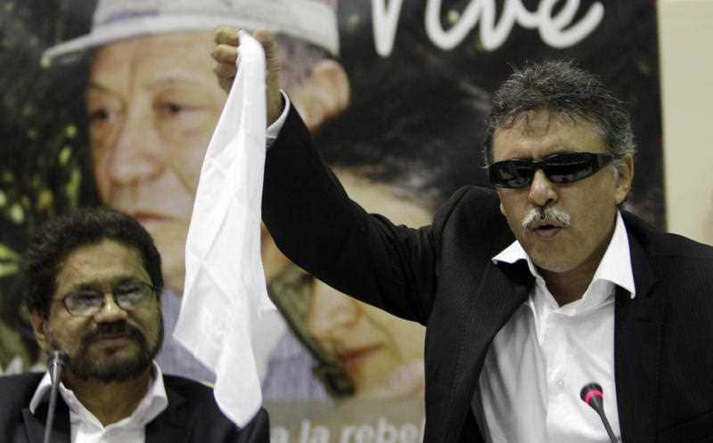 Jesus Santrich during a press conference t in Havana, Cuba, Thursday, Nov. 29, 2012.
