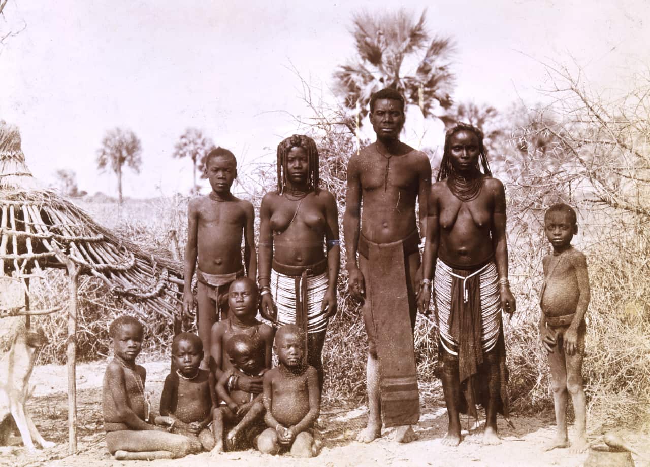 A group of native Herero people, either before or during the First World War.