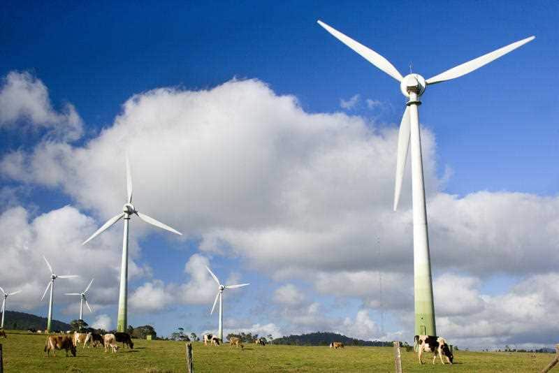 Wind power plant - wind turbines of Windy Hill Wind Farm in the Atherton Tablelands.