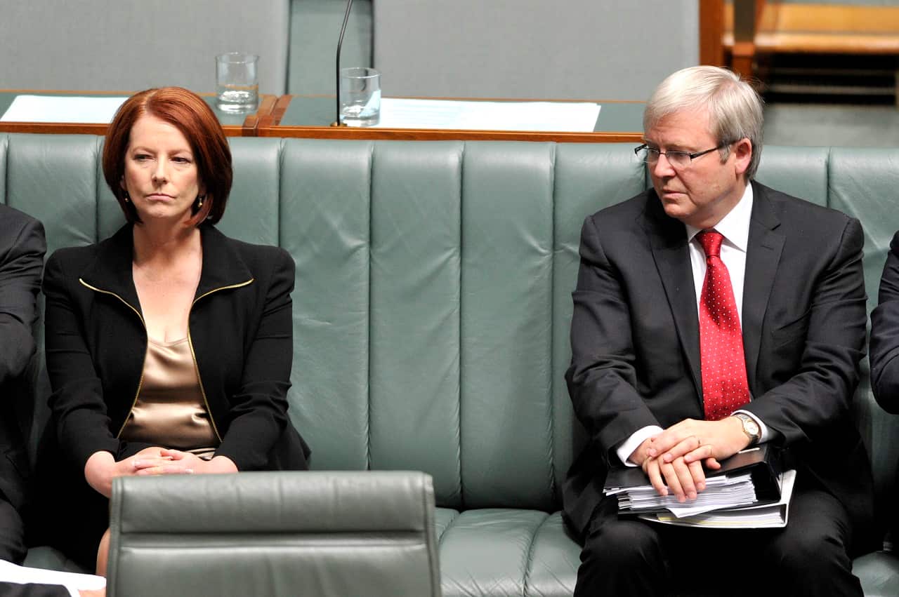 Julia Gillard and Kevin Rudd in 2010.