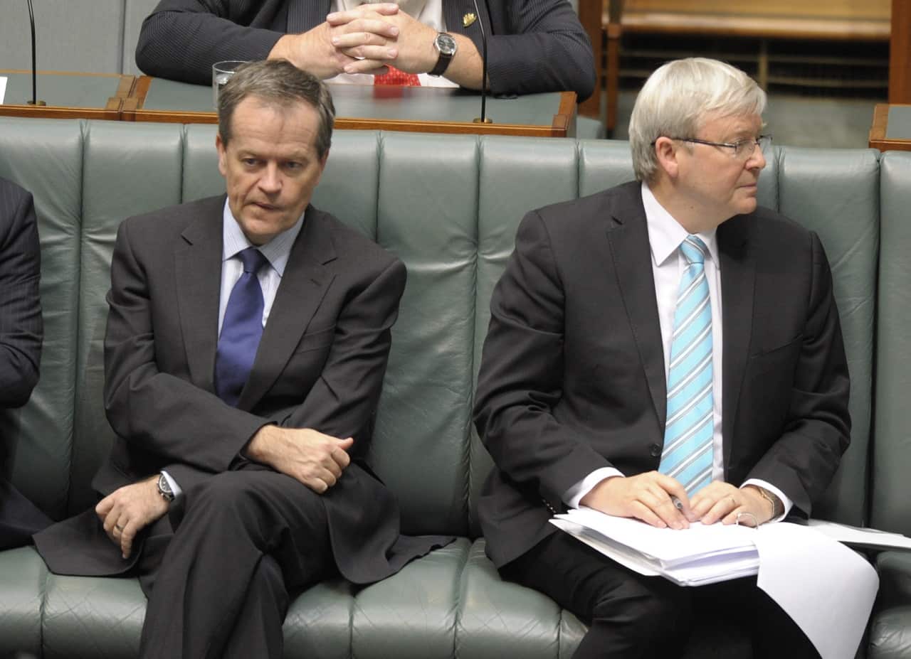 Mr Shorten and Mr Rudd in 2013.