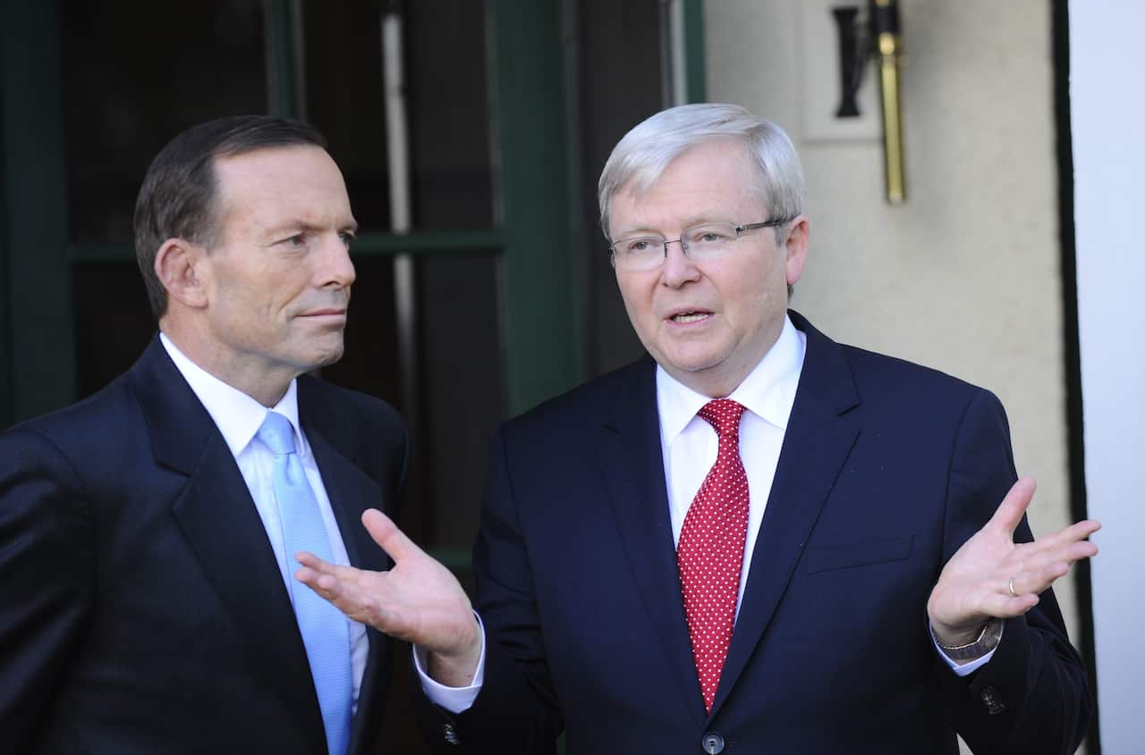 Tony Abbott and Kevin Rudd in 2013.