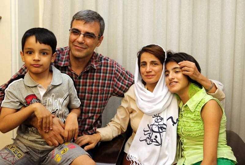 Nasrin Sotoudeh with her son Nima, her husband Reza Khandan and her daughter Mahraveh.