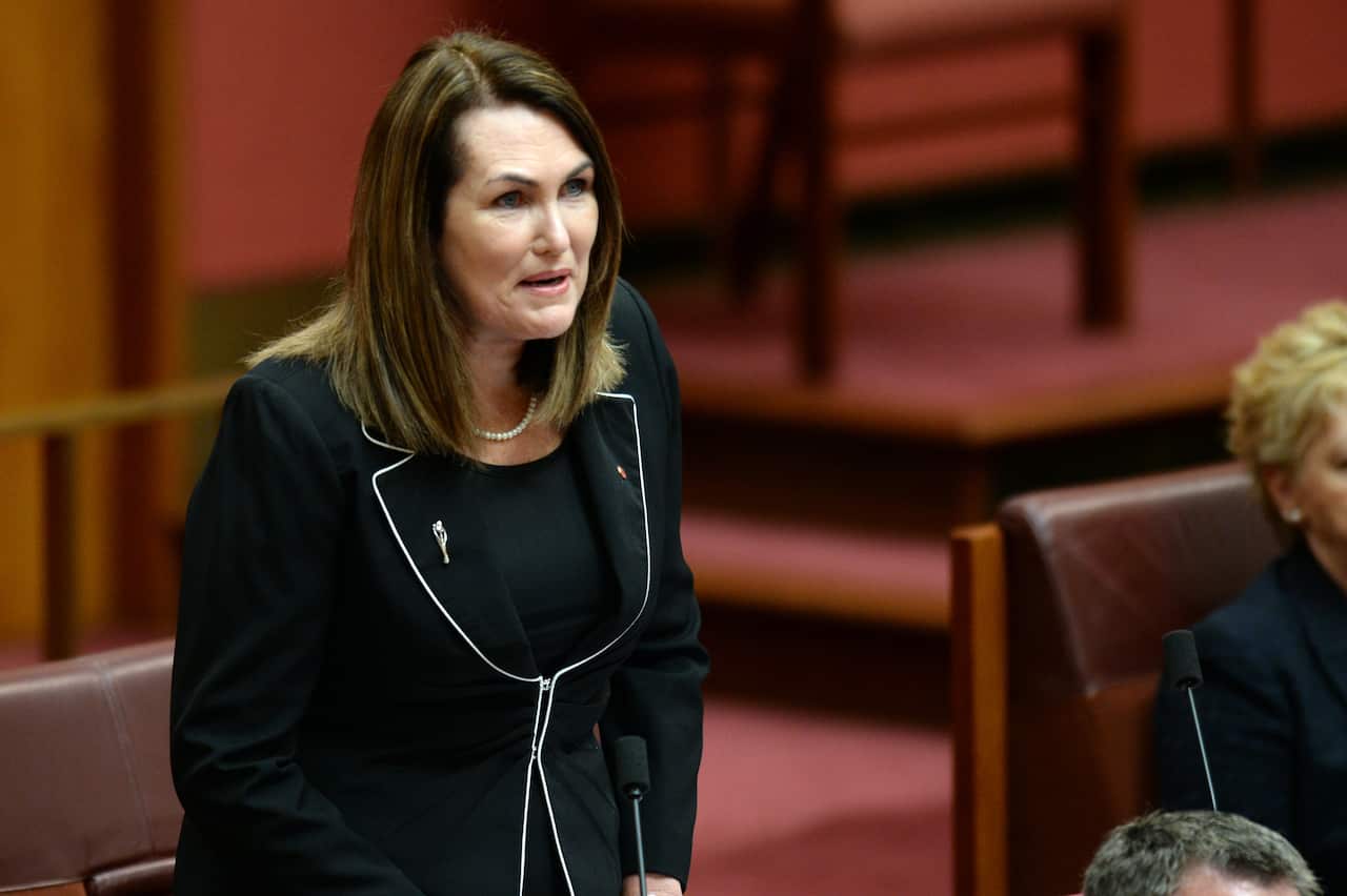 Labor's Deborah O'Neill delivers a speech in the Senate chamber.