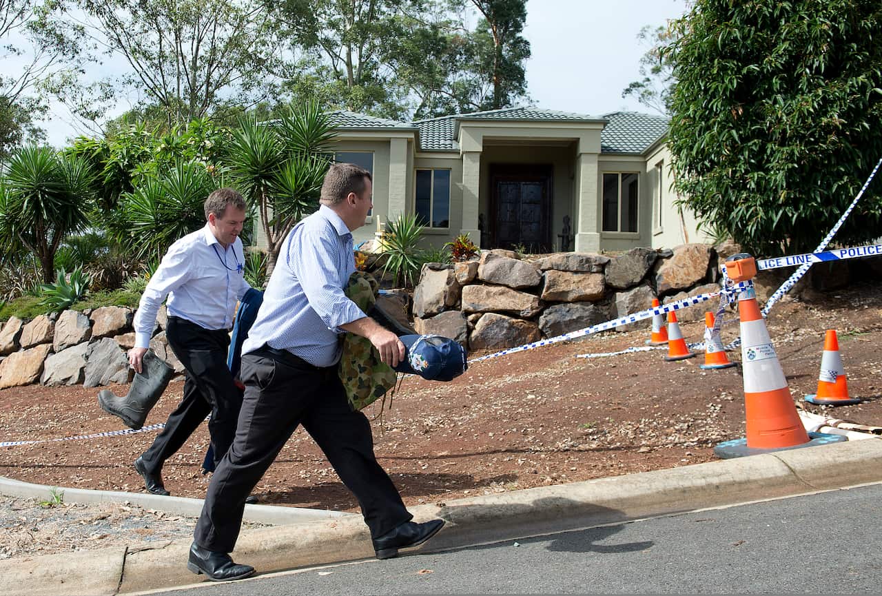 Police dug up the backyard of a Gold Coast home during the search for missing Novy Chandon in 2014.