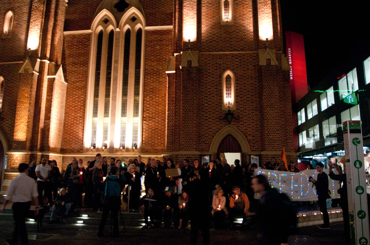 Candlelight vigil in Perth for Hamid Kehazaei, an asylum seeker who developed septicaemia after delays in receiving medical treatment at Manus Island in 2014.