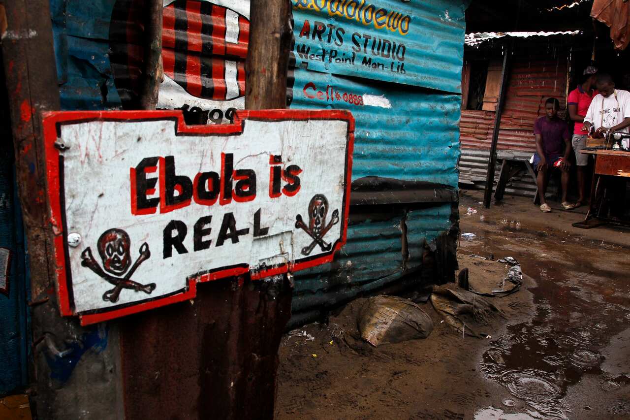 Ebola sign infront of a home in Liberia