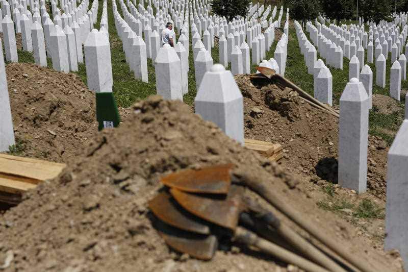 Grave stones in the memorial centre of Potocari near Srebrenica, 150 kms north east of Sarajevo.