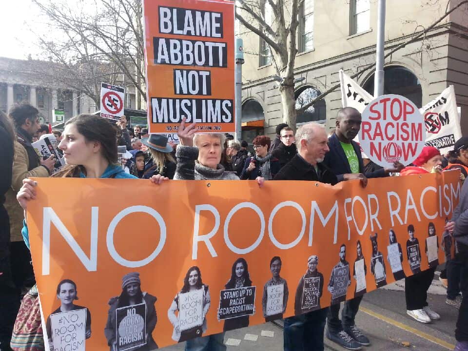 Counter rally at Reclaim Australia Rally in Melbourne