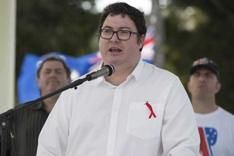 Controversial government MP George Christensen addresses the Reclaim Australia rally in the regional Queensland city of Mackay