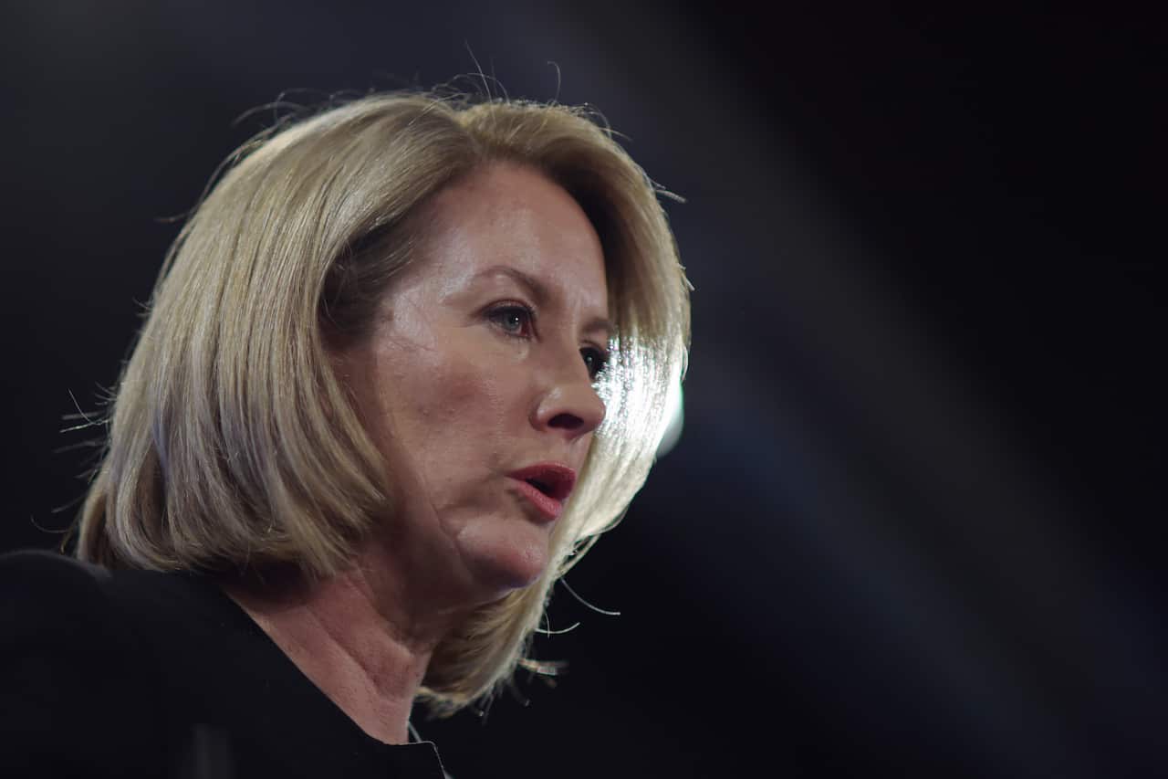 Australia's Sex Discrimination Commissioner Elizabeth Broderick at press conference