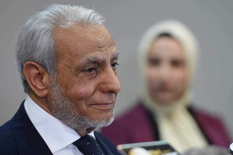 His Eminence, Dr Ibrahim Abu Mohamed (left), Mufti of Australia, speaks with religious leaders from Muslim and Christian communities.