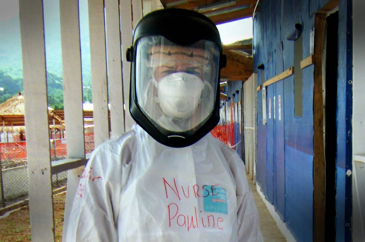 Scottish nurse Pauline Cafferkey working at a Save the Children specialist Ebola hospital in Sierra Leone.