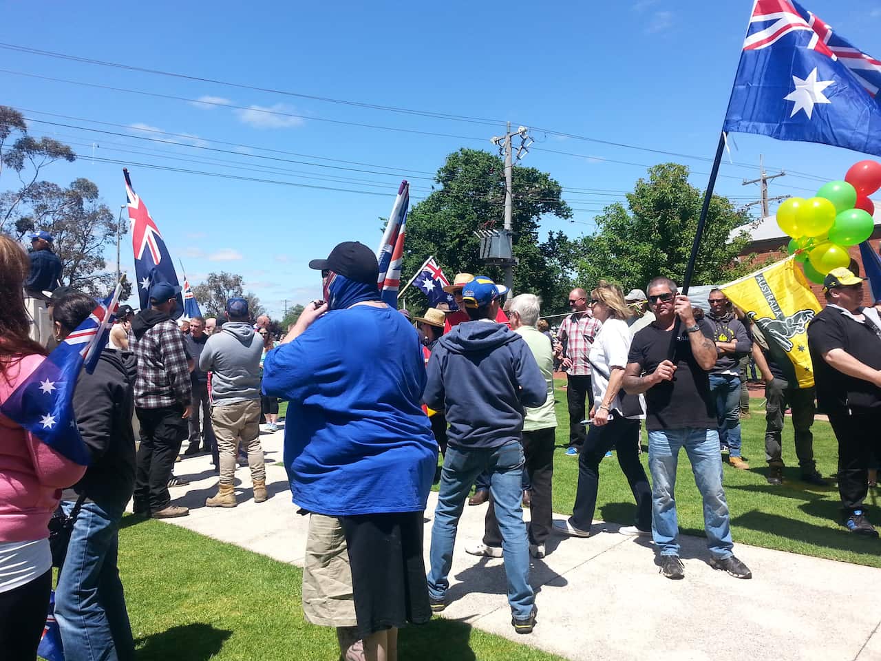 Protesters at the Melbourne reclaim Australia rally and counter rally.