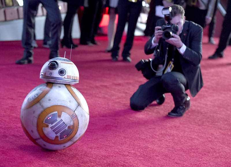 Film character BB-8 arrives at the world premiere of "Star Wars: The Force Awakens".