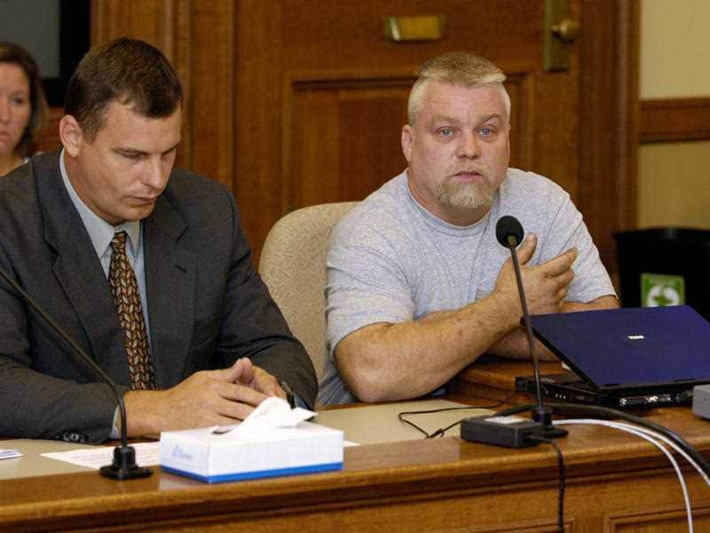 This image released by Netflix shows Steven Avery, right, in the Netflix original documentary series "Making A Murderer."