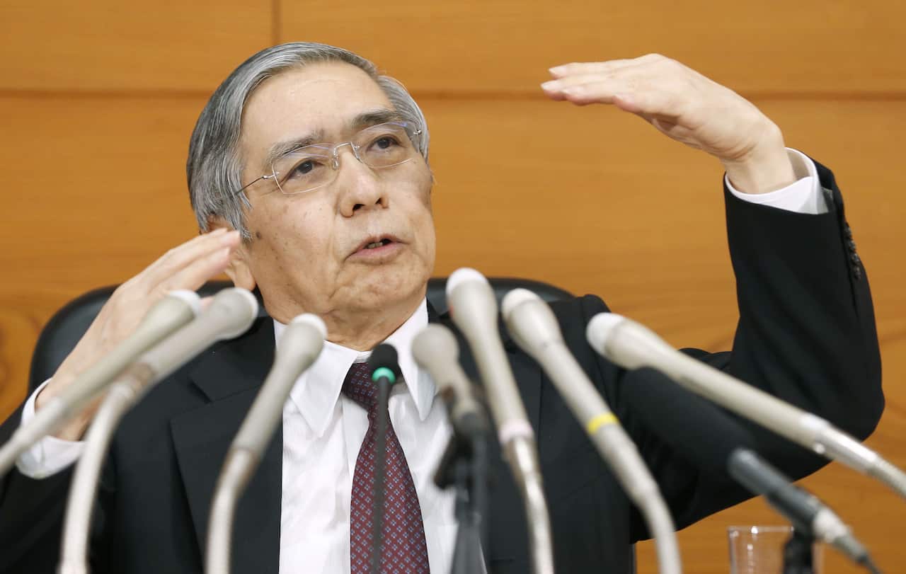 Bank of Japan Governor Haruhiko Kuroda holds a press conference after a policy meeting in Tokyo