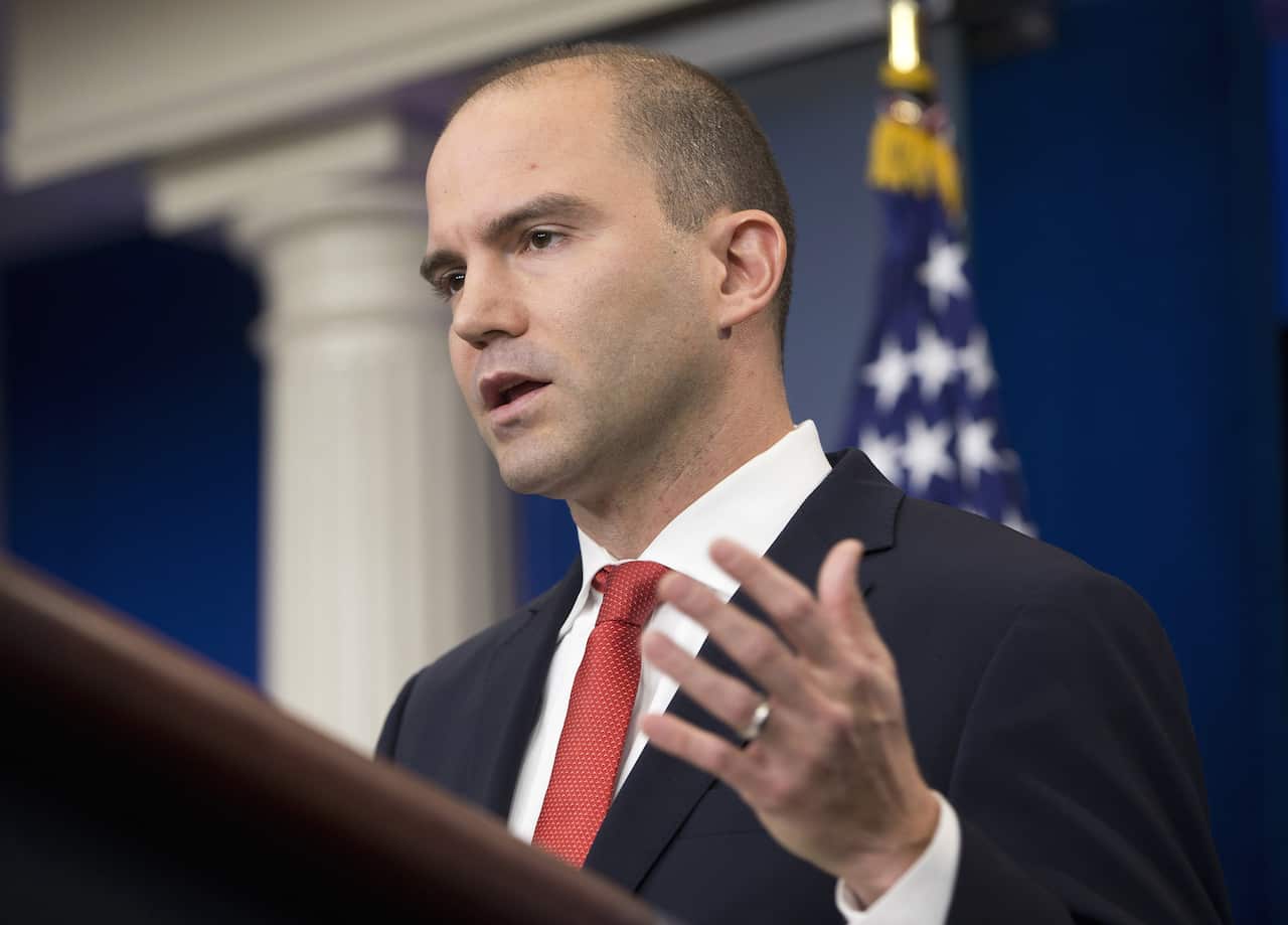 Deputy National Security Adviser For Strategic Communications Ben Rhodes speaks at the whitehouse.