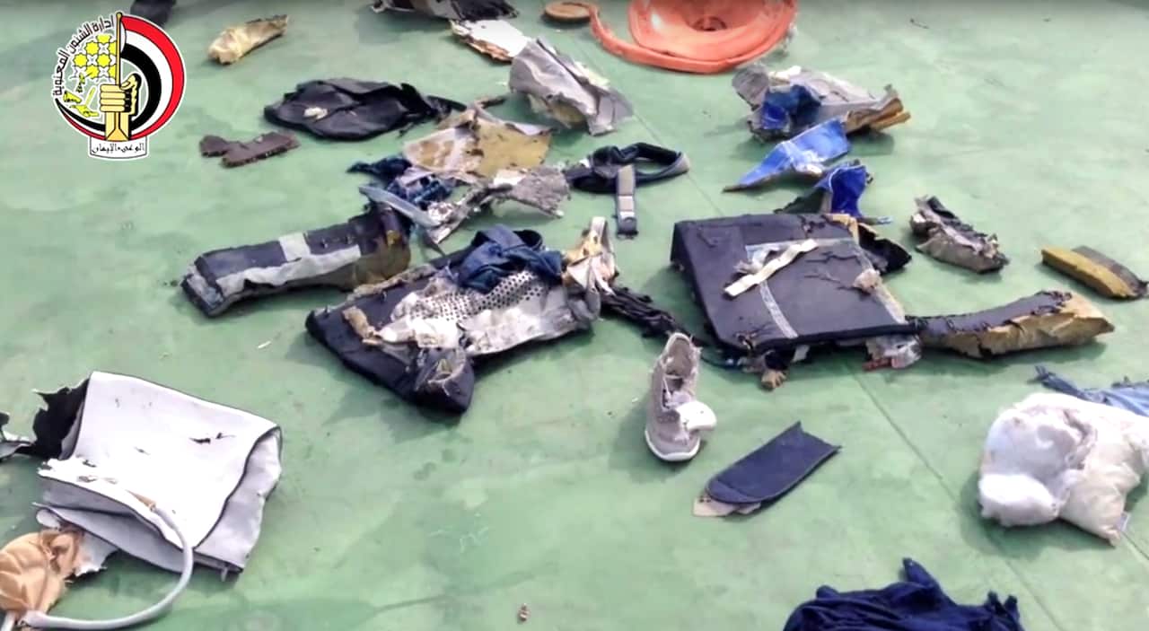 Personal belongings and other wreckage from EgyptAir flight 804.