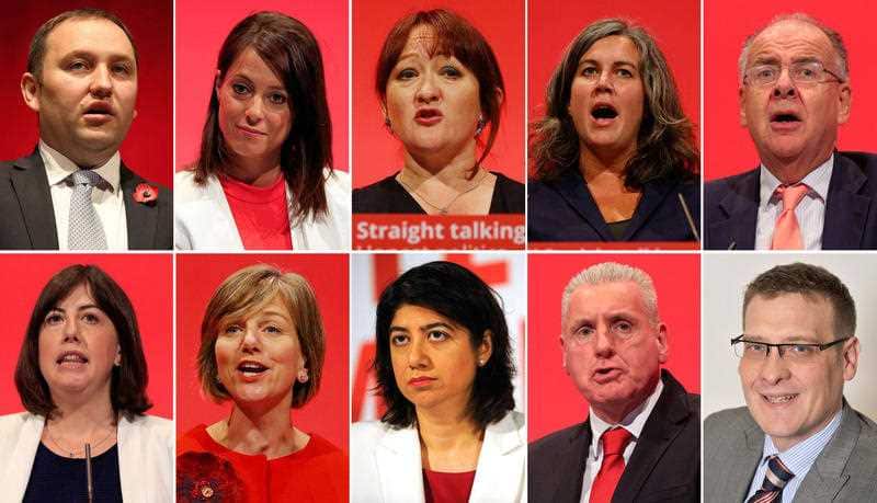 File photos of members of Jeremy Corbyn's shadow cabinet who have today resigned