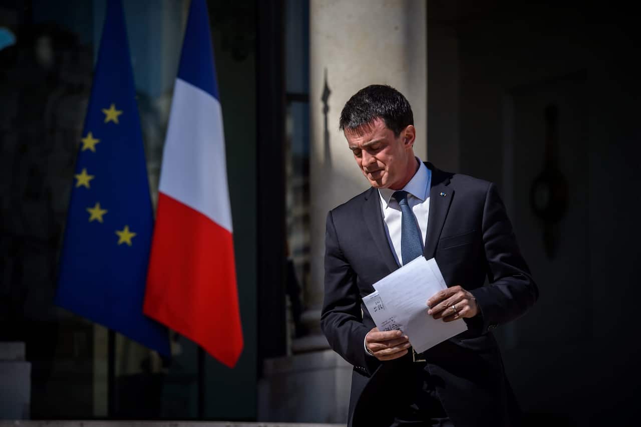 French Prime Minister Manuel Valls arrives to speak to the press after a security cabinet meeting at the Elysee Palace in Paris, France