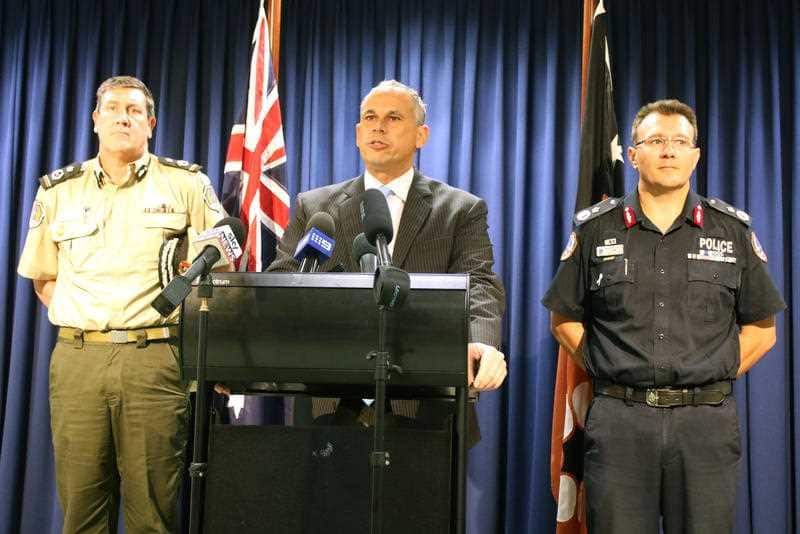 Northern Territory Chief Minister Adam Giles address the media
