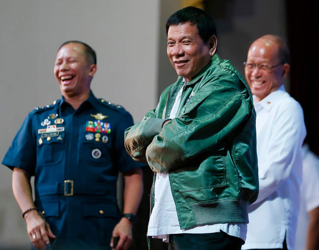  at the Philippine Air Force headquarters in suburban Pasay city, southeast of Manila, Philippines. On Monday, President Duterte, in his first public statement opposing the presence of American troops, said he wants U.S. forces out of his country's south 