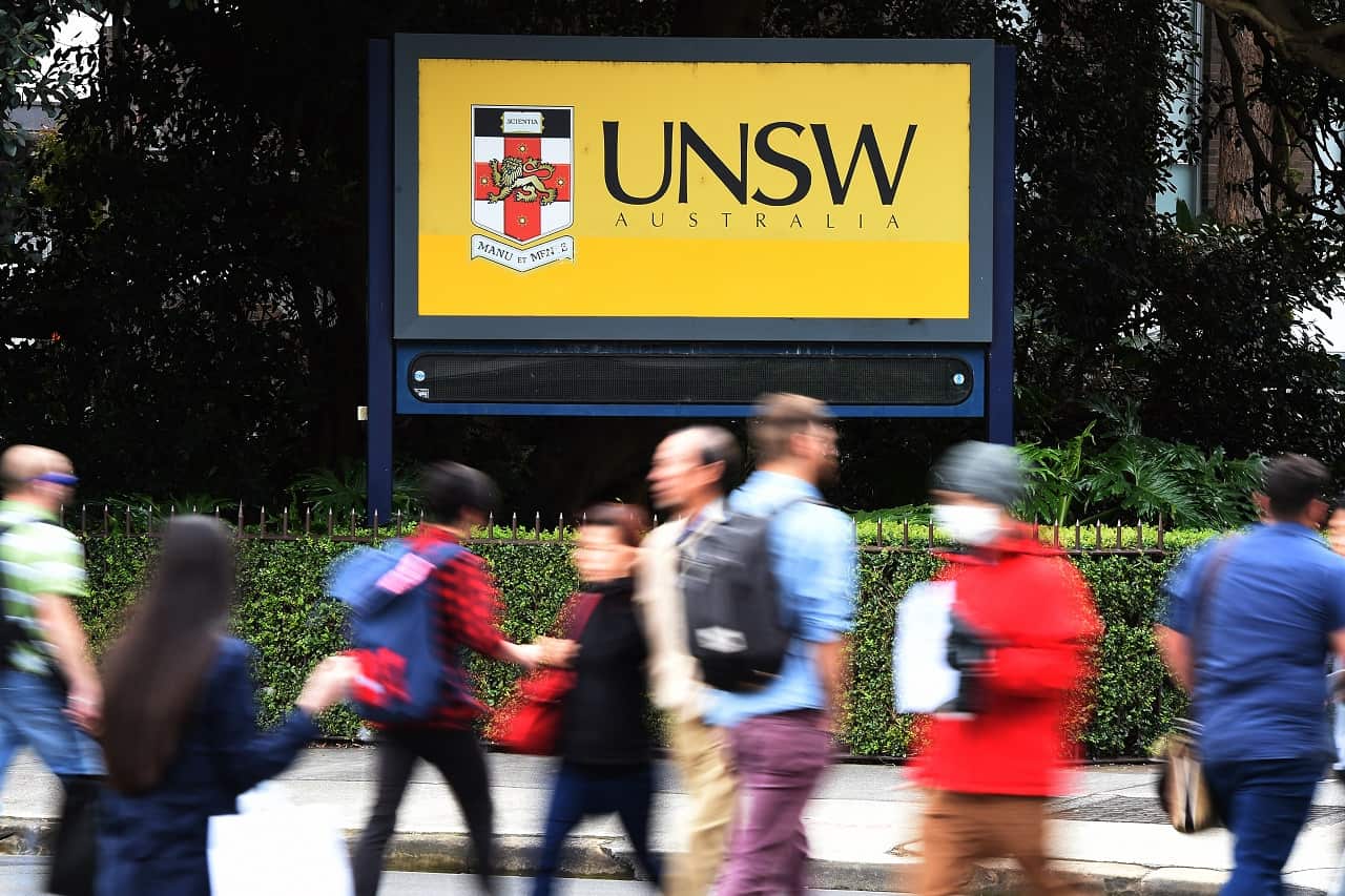 Students enter the University of New South Wales in Sydney.