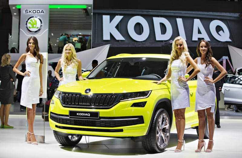 Large SUV Skoda Kodiaq on display during the International Paris Motor Show, on Friday, Sept. 30th, 2016. Photo/Rene Fluger (CTK via AP Images)