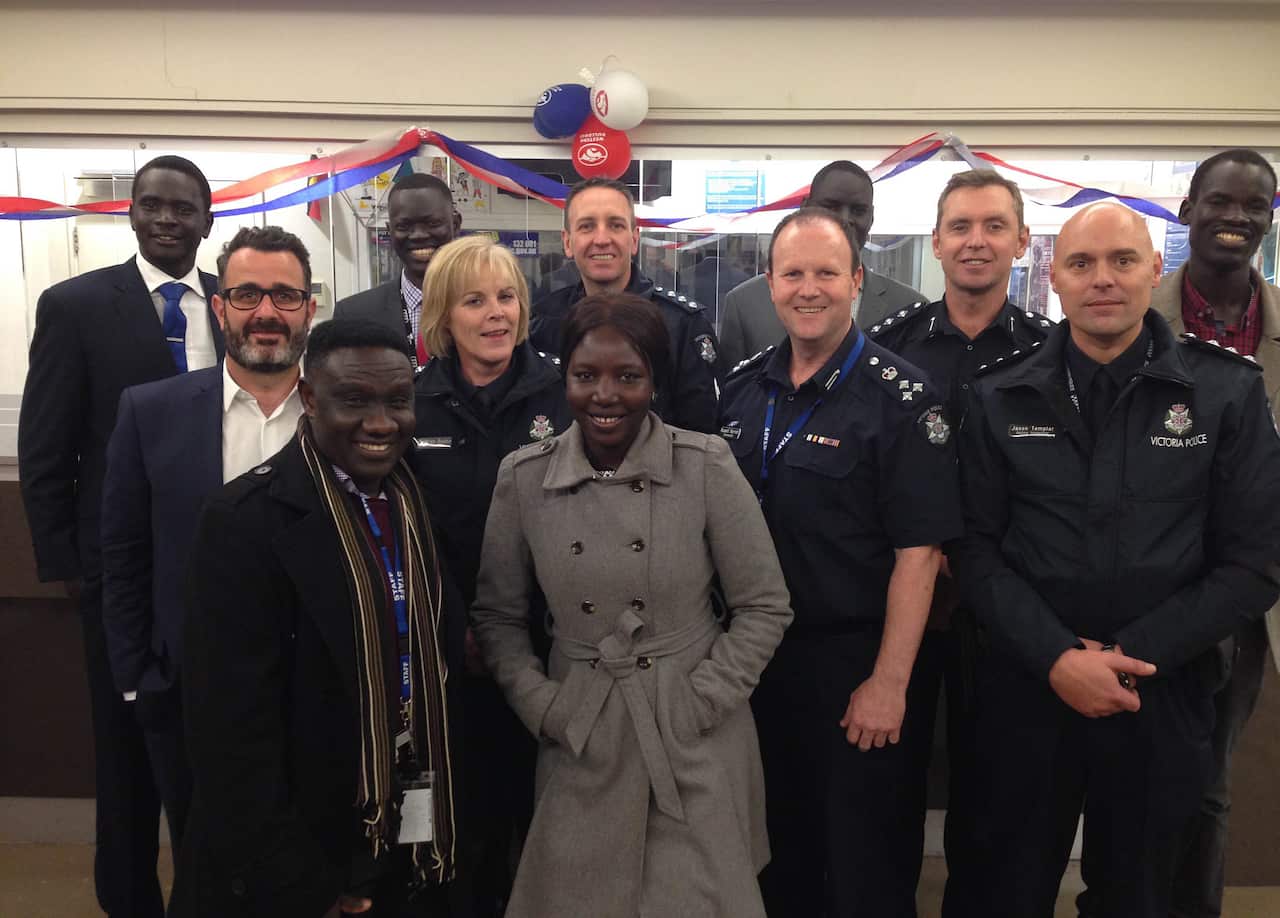 Senior police from Melbourne's northwest and leaders from South Sudanese Association of Victoria in 2016. 