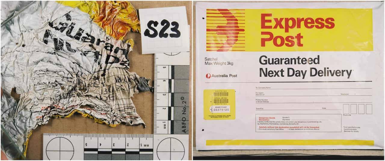 File image from the scene of the National Crime Authority bombing in Adelaide in 1994. 