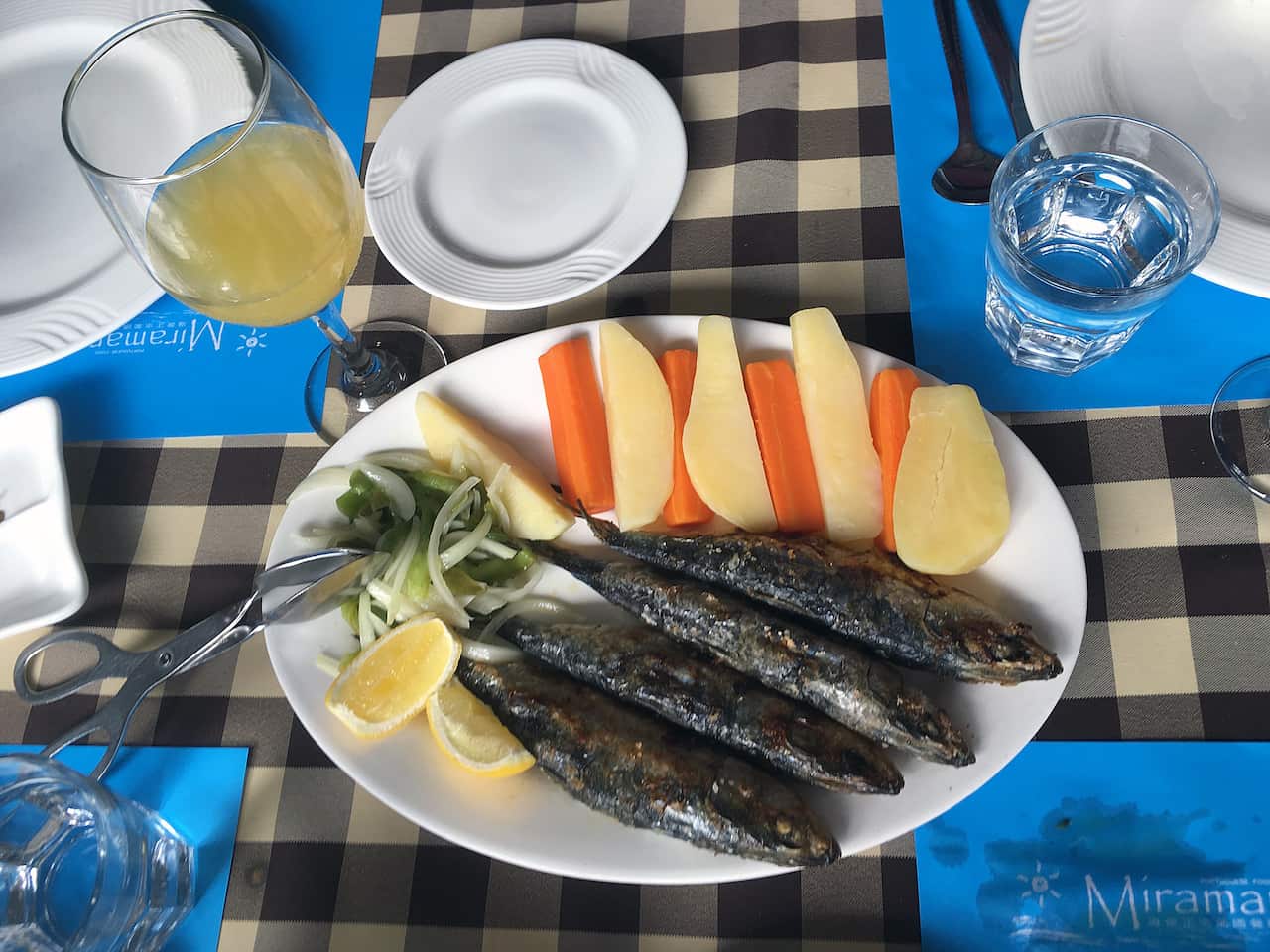 Traditional Portuguese sardines from the open grill
