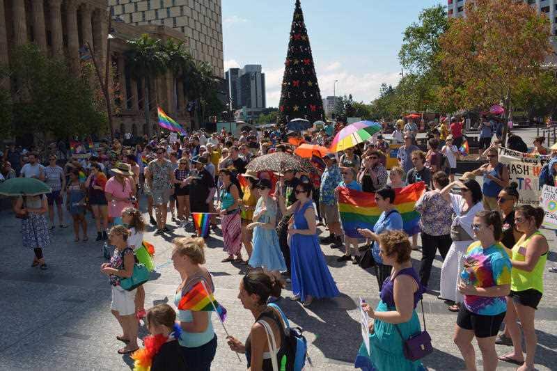 Members of the public attend a rally in memory of Queensland teenager Tyrone Unsworth in Brisbane, Sunday, Dec. 4, 2016. 