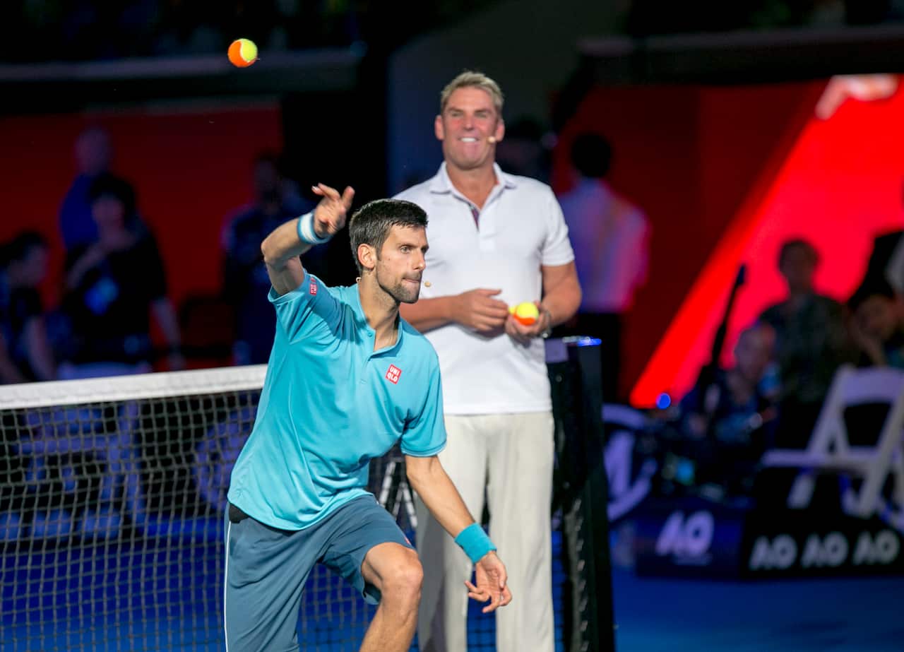 Novak Djokovic attempts spin bowl