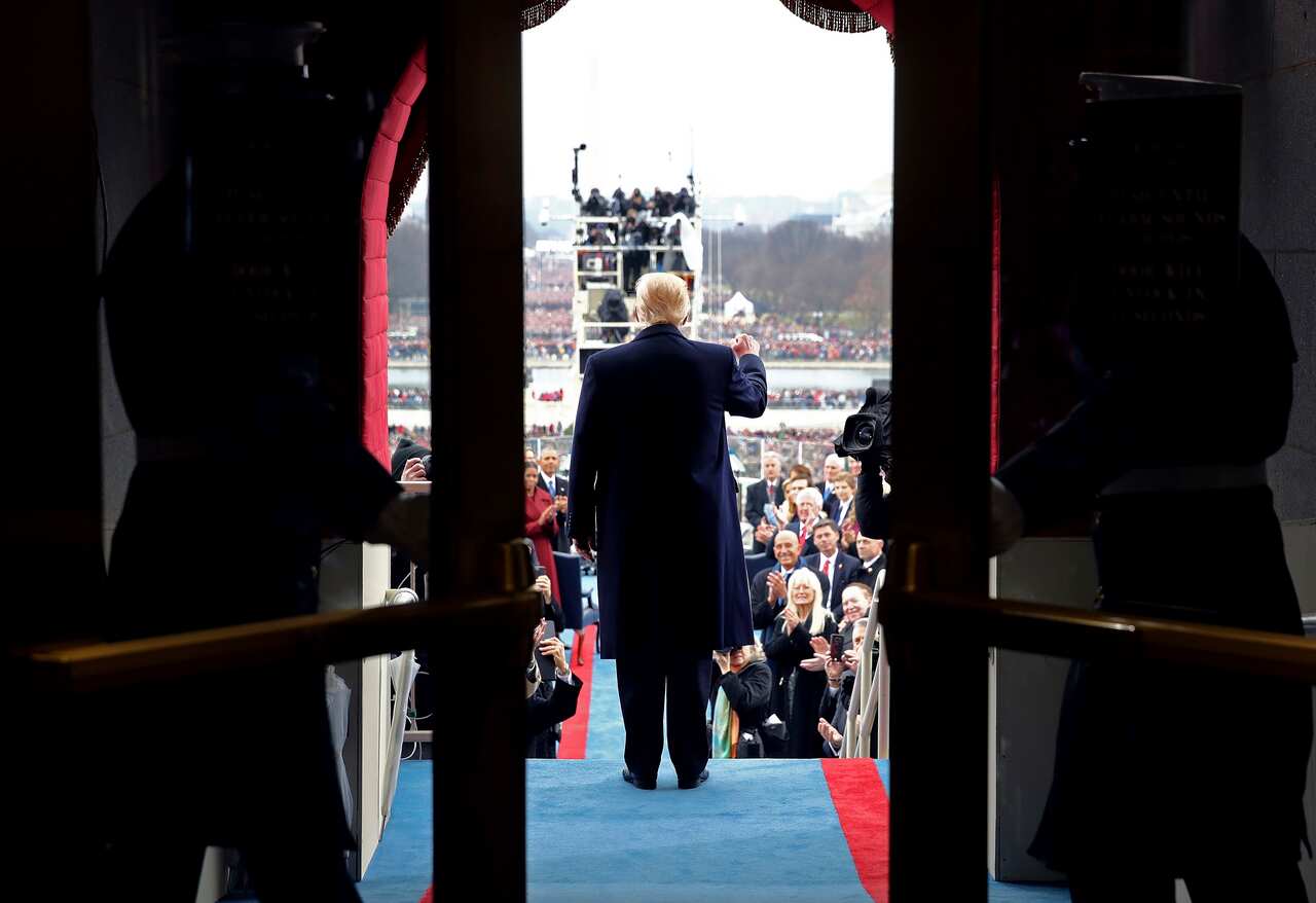 President-elect Donald Trump arrives on the West Front of the Capitol in Washington, Friday, Jan. 20, 2017, for his presidential inauguration. (Win McNamee/Pool Photo via AP)