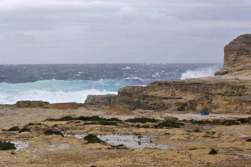 The part of coast where the Azure Window, a natural rock arch which jutted onto the sea off Malta