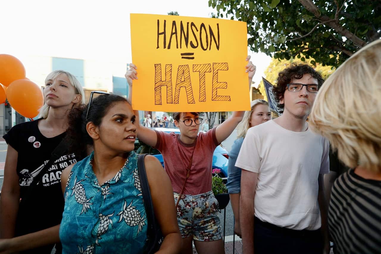 A protest against Pauline Hanson in Perth.