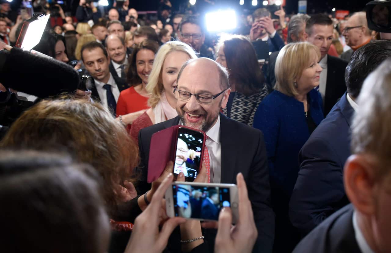 Designated SPD chairman and German Chancellor candidate Martin Schulz arrive for the federal congress of Social Democratic Party 19/3/2017. 