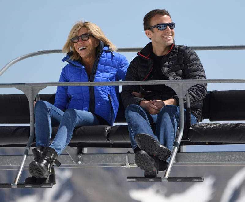 French centrist presidential election candidate Emmanuel Macron and his wife Brigitte Trogneux 