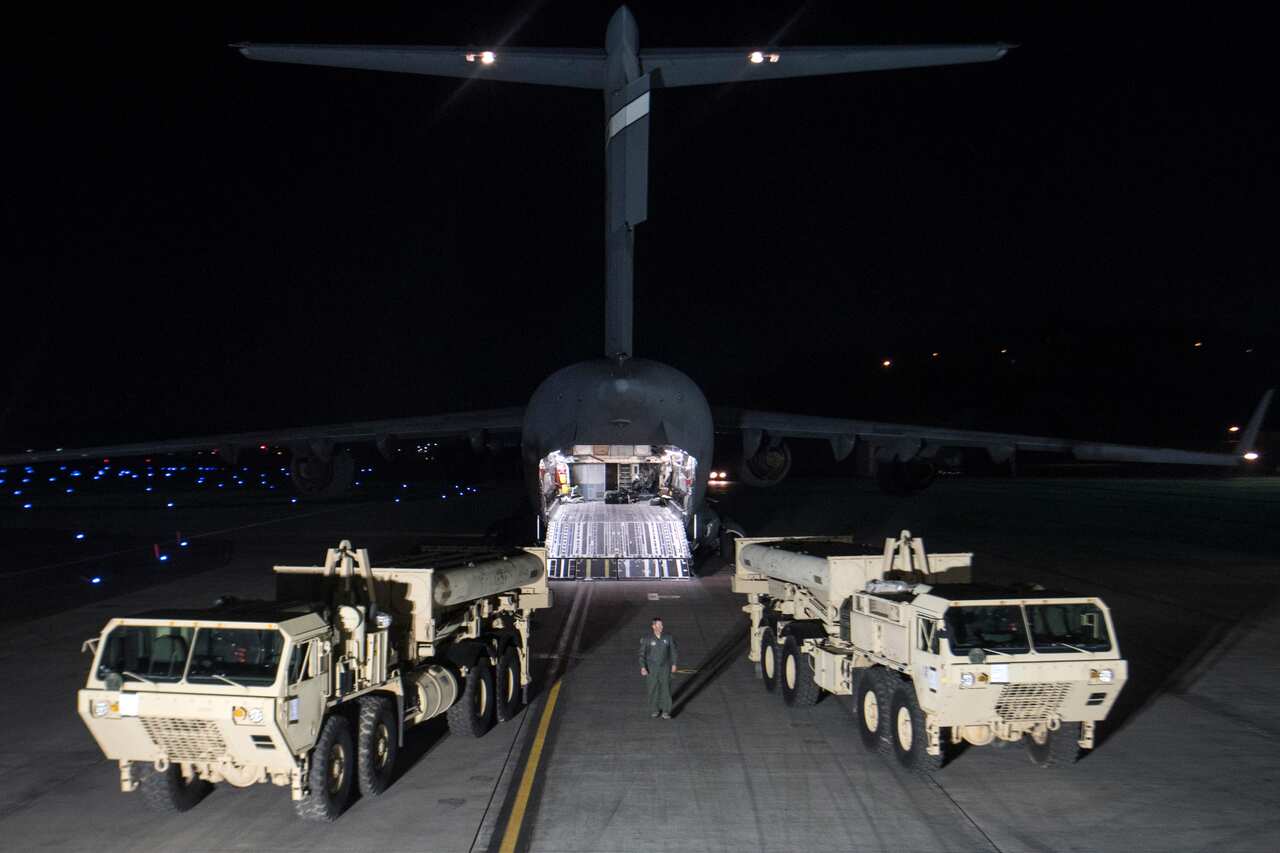 The first elements of the THAAD system arrived in South Korea. Monday, March 6, 2017. 