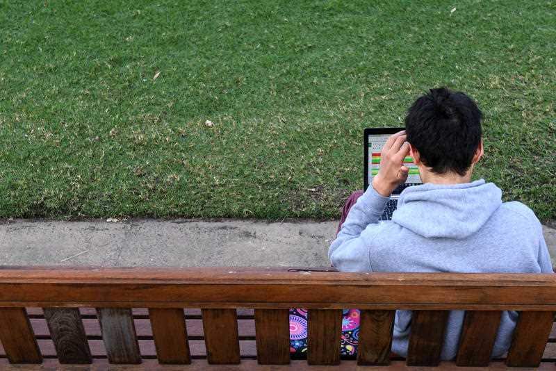 A student works on a laptop at the University of Sydney in Sydney on Tuesday, May 2, 2017.