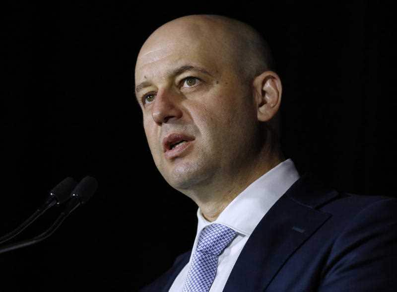 NRL CEO Todd Greenberg speaks during an event for the unveiling of NRL Indigenous team jerseys ahead of the NRL Indigenous Round in Sydney, Monday, May 8, 2017.